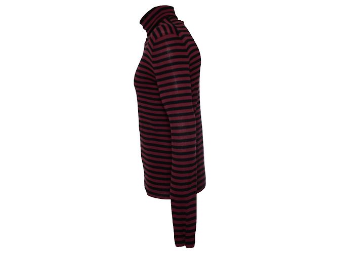 Saint Laurent, Gestreifter Pullover in Schwarz und Bordeaux Mehrfarben - Ansicht 4