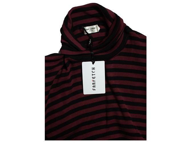 Saint Laurent, Gestreifter Pullover in Schwarz und Bordeaux Mehrfarben - Ansicht 5
