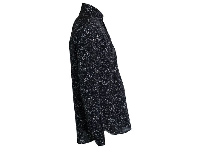 Camicia in seta nera con stampa floreale 2018 di Saint Laurent Nero - vista 4