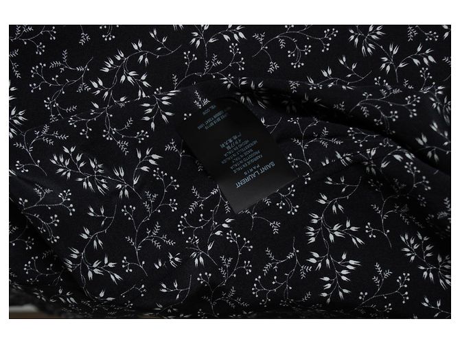 Camicia in seta nera con stampa floreale 2018 di Saint Laurent Nero - vista 6