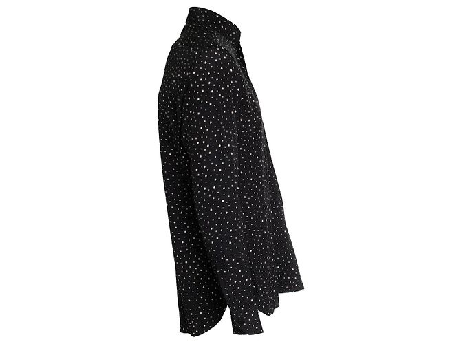 Camicia con schizzi di vernice nera e bianca Saint Laurent 2019 Nero - vista 4