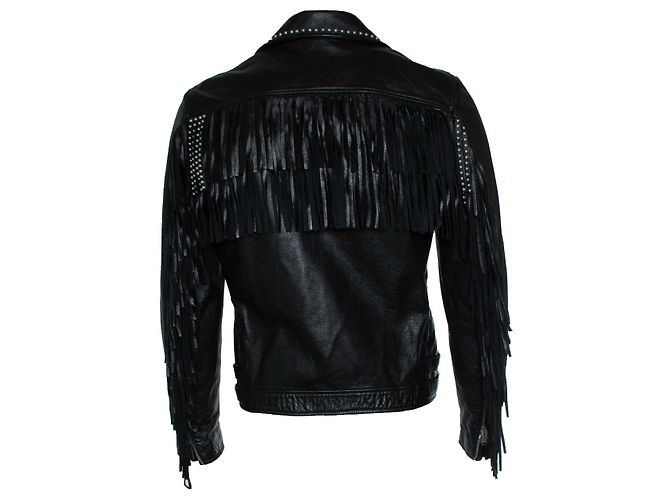 Saint Laurent Lederfransenjacke, 2015 Schwarz - Ansicht 2
