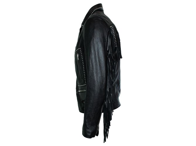 Saint Laurent Lederfransenjacke, 2015 Schwarz - Ansicht 4