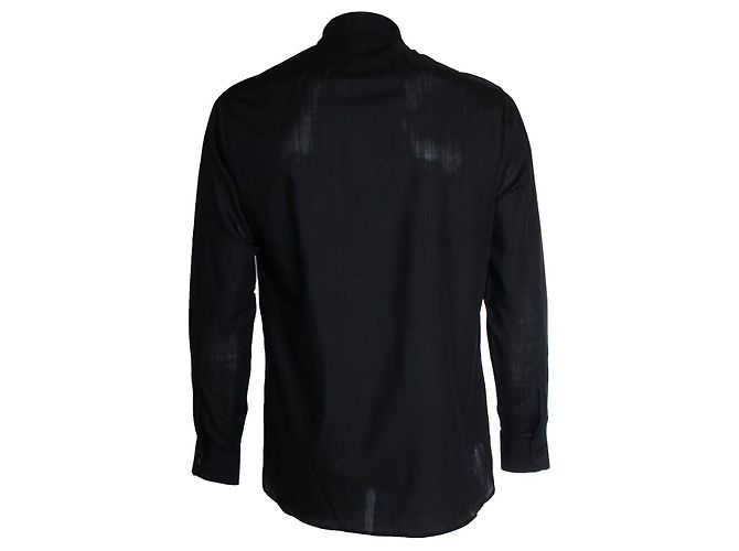 Saint Laurent, Camicia nera con colpi di lurex a mezzaluna Nero - vista 2