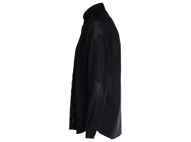 Saint Laurent, Camicia nera con colpi di lurex a mezzaluna Nero - vista 4