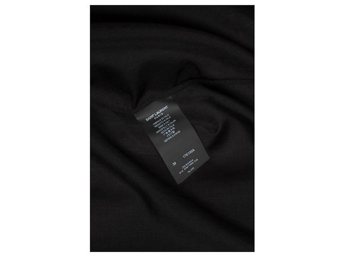 Saint Laurent, Camicia nera con colpi di lurex a mezzaluna Nero - vista 5