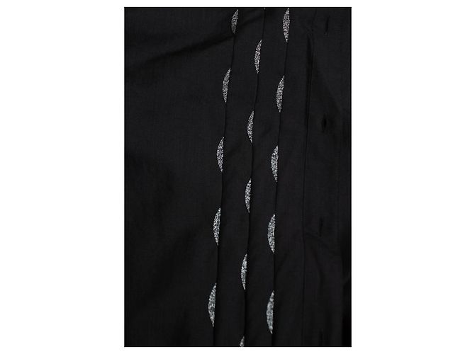 Saint Laurent, Camicia nera con colpi di lurex a mezzaluna Nero - vista 6