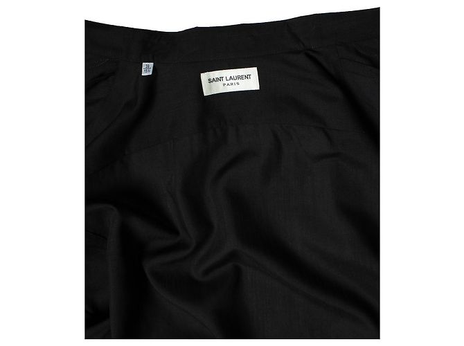 Saint Laurent, Camicia nera con colpi di lurex a mezzaluna Nero - vista 7