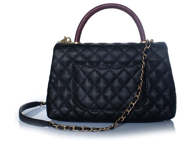 Chanel, borsa coco con manico in pelle caviar nera Multicolore - vista 2