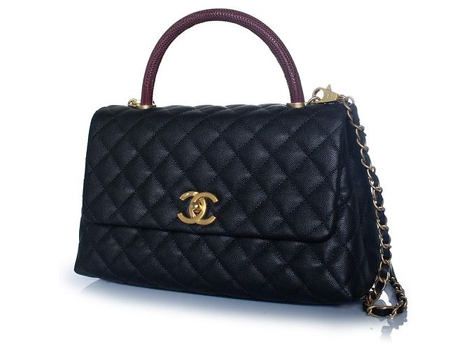 Chanel, borsa coco con manico in pelle caviar nera Multicolore - vista 3