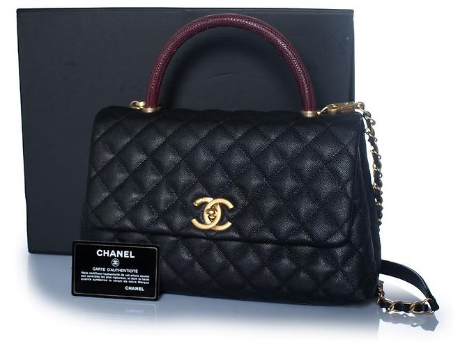 Chanel, borsa coco con manico in pelle caviar nera Multicolore - vista 4