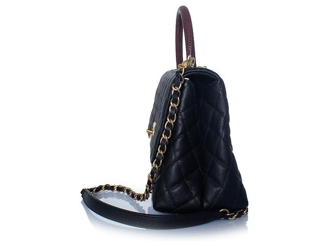 Chanel, borsa coco con manico in pelle caviar nera Multicolore - vista 6