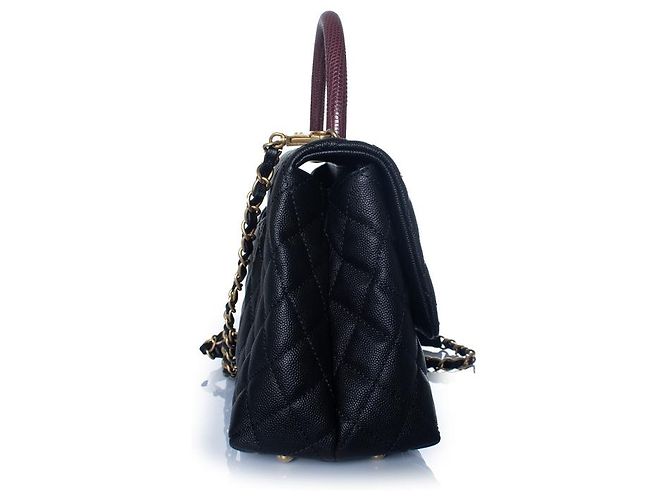 Chanel, borsa coco con manico in pelle caviar nera Multicolore - vista 7
