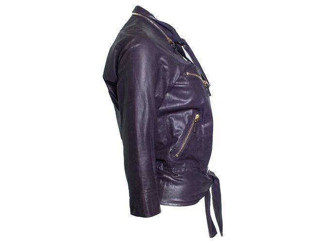 Lila Leder-Bikerjacke von Gucci - Ansicht 4