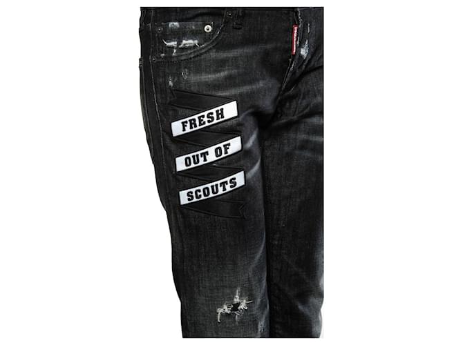 Dsquared2, jeans neri con toppe Nero - vista 5