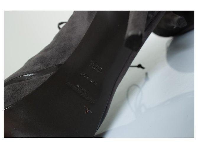 Saint Laurent, décolleté Tribute 16 in suede con lacci Grigio - vista 10
