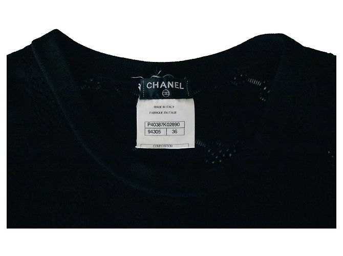 Chanel, schwarzes gehäkeltes Oberteil - Ansicht 6