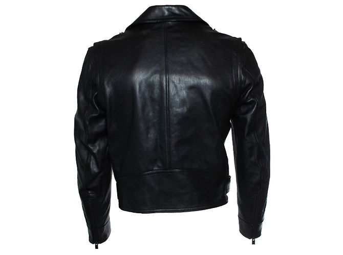 Saint Laurent, biker in pelle nera FW14 Nero - vista 2