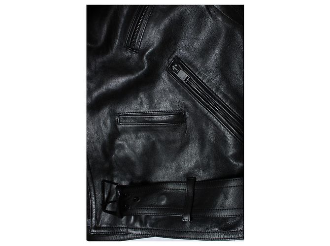 Saint Laurent, biker in pelle nera FW14 Nero - vista 7