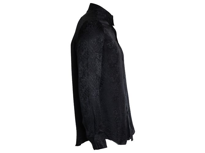 Céline Camicia stampata in lucertola nera di Celine Nero - vista 4