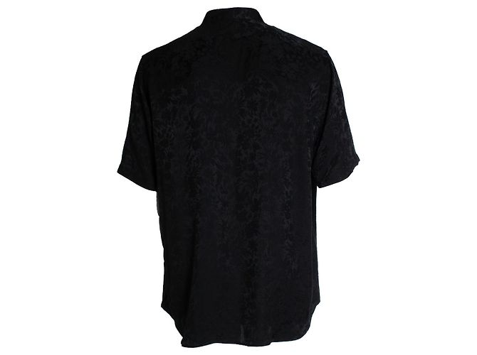 Camicia nera in seta a maniche corte con stampa floreale Saint Laurent Nero - vista 2
