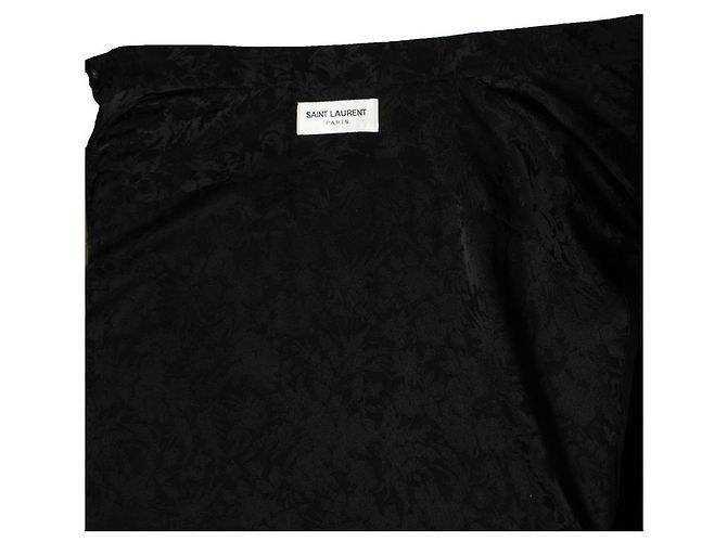Camicia nera in seta a maniche corte con stampa floreale Saint Laurent Nero - vista 5