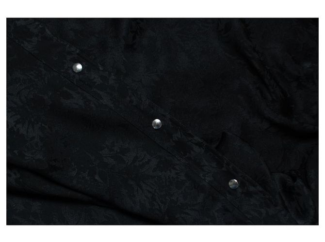 Camicia nera in seta a maniche corte con stampa floreale Saint Laurent Nero - vista 6