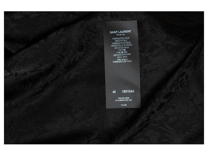 Camicia nera in seta a maniche corte con stampa floreale Saint Laurent Nero - vista 7