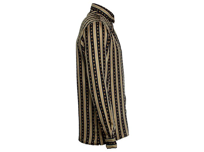 Schwarz-goldenes Greca-Print-Hemd von Versace Mehrfarben - Ansicht 4