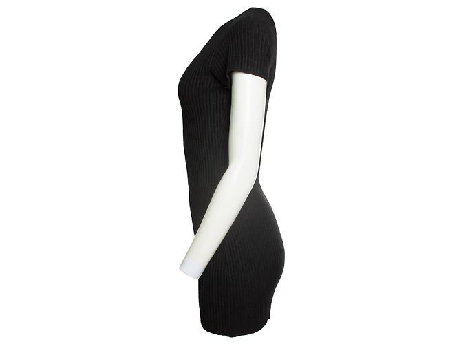 Anine Bing, Vestido canelado em preto - vista 3