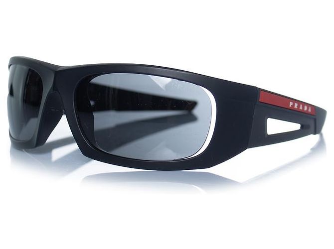 Occhiali da sole Prada neri opachi con logo rosso Nero - vista 2