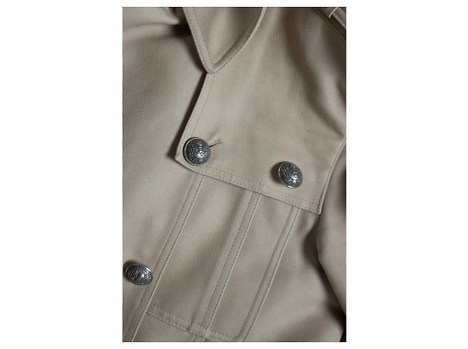 Balmain, Trench coat militar de algodón beige Castaño - vista 7