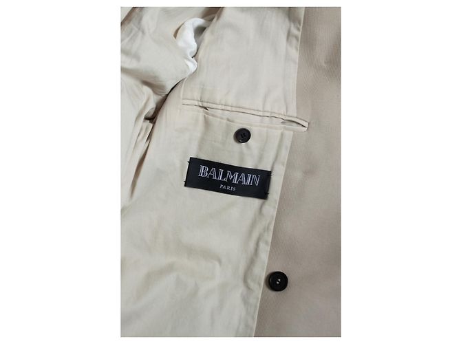 Balmain, Trench coat militar de algodón beige Castaño - vista 8