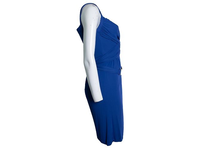 Gucci, blaues Kleid mit Wickelgürtel - Ansicht 3