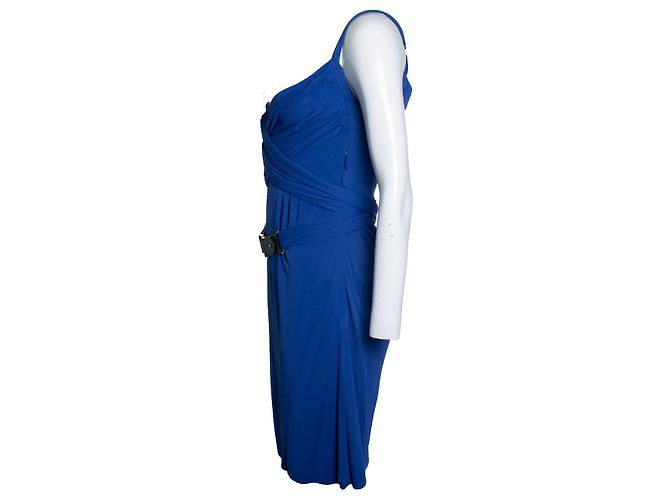 Gucci, blaues Kleid mit Wickelgürtel - Ansicht 4
