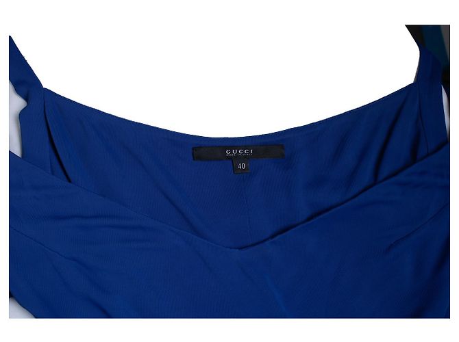 Gucci, blaues Kleid mit Wickelgürtel - Ansicht 7