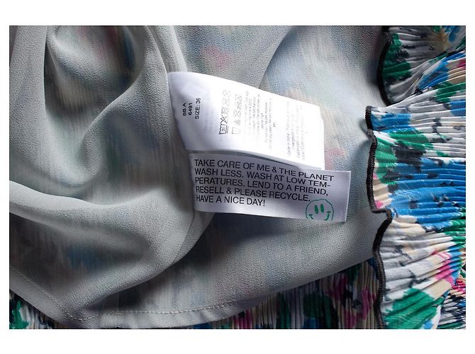 GANNI, blusa plisada con mangas 3/4 Azul - vista 6