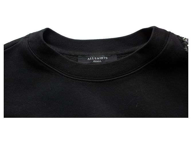 Autre Marque All Saints, Schwarzer Rundhals-Pullover mit Verzierungen - Ansicht 7