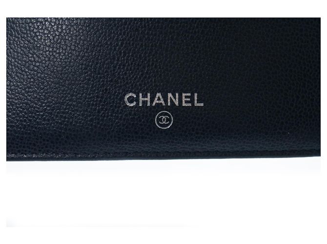 Chanel, blauer Leder-Reißverschluss-Geldbeutel mit Kartenfach - Ansicht 4