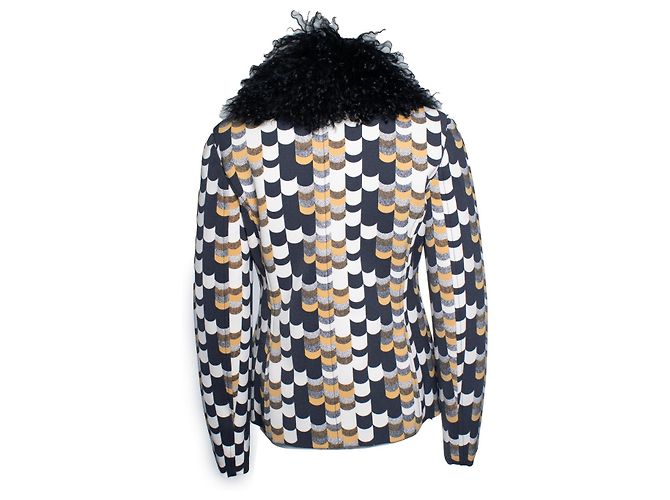 Cappotto afghano corto giallo e nero Prada F/W 2014 Multicolore - vista 3