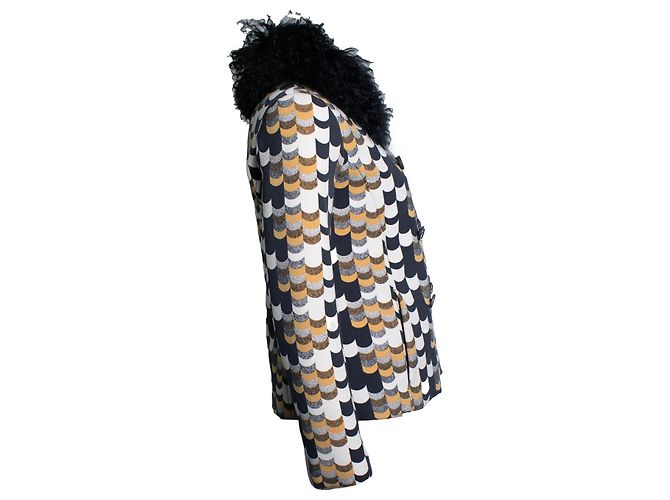Cappotto afghano corto giallo e nero Prada F/W 2014 Multicolore - vista 4