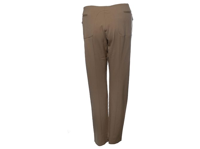 Prada, calça marrom com fechamento de velcro de couro - vista 3
