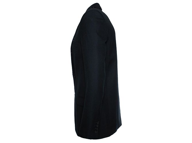 Blazer nero a righe con perline di Saint Laurent - vista 4