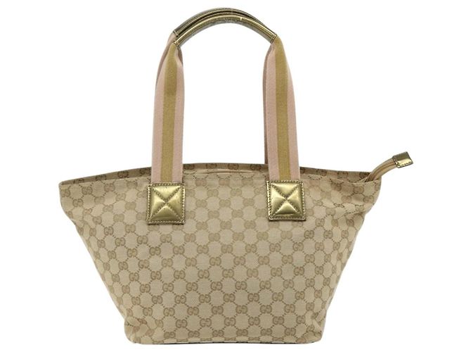Borsa Tote Gucci Web Zip GG Canvas e pelle Medium Beige - vista 2