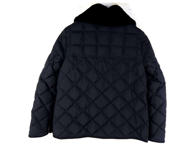 Moncler Jaqueta curta de down com cinto e acabamento em pele de Sania Preto - vista 5