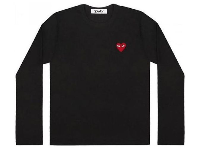 Comme Des Garcons Langarm-T-Shirt mit rotem Herz-Patch AX - Ansicht 4