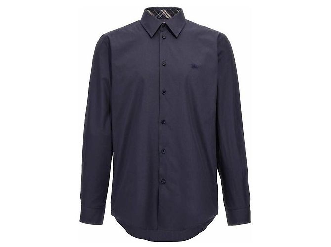 Burberry Camicia in cotone slim fit a maniche lunghe Blu - vista 4