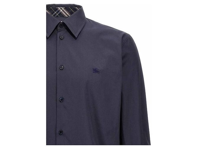 Burberry Camicia in cotone slim fit a maniche lunghe Blu - vista 6