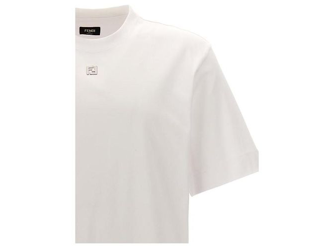 Fendi Metal FF Baumwoll-T-Shirt Weiß - Ansicht 6