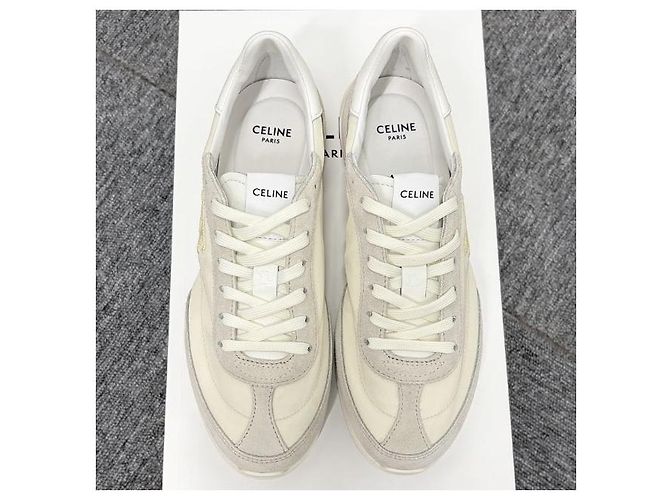 Céline Sneakers Triumph RACER Vaniglia Bianco - vista 3